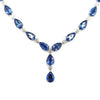 LARGE 70.07CT DIAMOND & AAA SAPPHIRE 18K WHITE GOLD PEAR SHAPE & ROUND NECKLACE