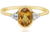 ESTATE 1.24CT DIAMOND & AAA CITRINE 14KT YELLOW GOLD OVAL & ROUND SOLITAIRE RING