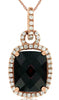 5.0CT DIAMOND & AAA GARNET 14KT ROSE GOLD CUSHION & ROUND HALO FLOATING PENDANT