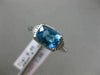 ESTATE 1.31CT DIAMOND & AAA BLUE TOPAZ 14K WHITE GOLD 3 STONE FILIGREE LOVE RING