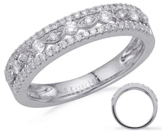 .35CT DIAMOND 14KT WHITE GOLD 3D 3 ROW ROUND & MARQUISE SHAPE ANNIVERSARY RING