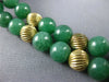 ANTIQUE AAA GREEN JADE 14KT YELLOW GOLD 3D CLASSIC BEADED 2 ROW BRACELET #2631