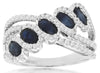 2.08CT DIAMOND & AAA SAPPHIRE 14KT WHITE GOLD OVAL & ROUND 5 STONE DIAGONAL RING