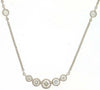 ESTATE .20CT DIAMOND 14KT WHITE GOLD 5 STONE BEZEL BAR BY THE YARD LOVE NECKLACE