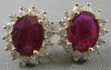 ANTIQUE 3.36CTW DIAMOND RUBY 14K YELLOW GOLD OVAL CLUSTER EARRINGS FG VVS #15338