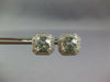 LARGE 4.22CT DIAMOND & AAA GREEN AMETHYST 14KT WHITE GOLD CUSHION STUD EARRINGS