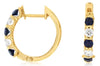 1.10CT DIAMOND & AAA SAPPHIRE 14K YELLOW GOLD ROUND CHANNEL LUCIDA HOOP EARRINGS