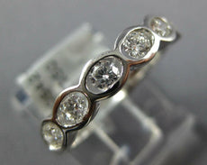 ESTATE .53CT DIAMOND 18K WHITE GOLD 3D CLASSIC ROUND OVAL BEZEL ANNIVERSARY RING