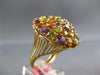 ESTATE LARGE AAA MULTI GEM 14KT YELLOW GOLD 3D CLUSTER FLOWER OVAL FUN RING