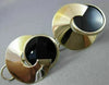 ESTATE LARGE 14KT YELLOW GOLD SWIRL AAA BLACK ONYX CLIP ON EARRINGS #22548