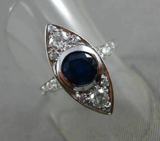 ANTIQUE 1.66CT OLD MINE DIAMOND & AAA SAPPHIRE PLATINUM 3D MARQUISE RING #17069
