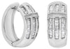 ESTATE .50CT DIAMOND 14KT WHITE GOLD BAGUETTE CLASSIC 3 ROW HUGGIE FUN EARRINGS