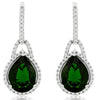 4.30CT DIAMOND & AAA RUSSALITE 14KT WHITE GOLD PEAR SHAPE HALO HANGING EARRINGS