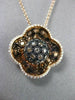 ESTATE LARGE 1.25CT DIAMOND 4 LEAF CLOVER 14K BLACK & ROSE GOLD FLOATING PENDANT