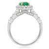 ESTATE 1.76CT DIAMOND & AAA EMERALD 14K 2 TONE GOLD OVAL PYRAMID ENGAGEMENT RING