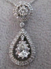 ANTIQUE 1.12CT DIAMOND PEAR 14K WHITE GOLD HANGING HALO DROP PENDANT CHAIN #1067