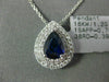 ESTATE 1.0CT DIAMOND & AAA SAPPHIRE 18KT WHITE GOLD TEAR DROP PEAR SHAPE PENDANT