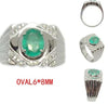 ESTATE LARGE 1.22CT DIAMOND & AAA EMERALD 18KT WHITE GOLD OVAL & ROUND MENS RING