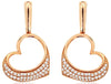 ESTATE .25CT DIAMOND 14KT ROSE GOLD 3D CLASSIC OPEN HEART LOVE HANGING EARRINGS