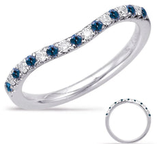 .28CT DIAMOND & AAA SAPPHIRE 14KT WHITE GOLD 3D CLASSIC V SHAPE ANNIVERSARY RING