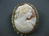ANTIQUE LARGE 14KT YELLOW HAND CARVED LADY SHELL CAMEO PENDANT & BROOCH #22104