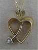 ESTATE DIAMOND 14K 2 TONE GOLD SHOOTING HEART ARROW PENDANT + CHAIN #23MMx15MM