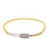 .30CT DIAMOND 18KT 2 TONE GOLD CLUSTER OVAL STRETCHABLE BEADED BANGLE BRACELET