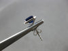 2.49CT DIAMOND & AAA SAPPHIRE 14KT WHITE GOLD EMERALD CUT & ROUND STUD EARRINGS