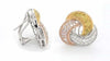 2.16CT FANCY YELLOW PINK & WHITE DIAMOND 18KT TRI COLOR GOLD 3D TRINITY EARRINGS