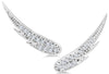 ESTATE .25CT DIAMOND 14KT WHITE GOLD 3D CLASSIC MULTI LEAF EAR CLIMBER EARRINGS