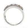 WIDE 1.33CT WHITE & PINK DIAMOND 18K WHITE ROSE GOLD FIVE STONE ANNIVERSARY RING