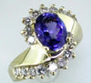 WIDE 3.85CT DIAMOND & AAA TANZANITE 14KT YELLOW GOLD 3D OVAL & ROUND FUN RING