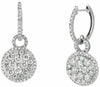 ESTATE 1.90CT DIAMOND 14KT WHITE GOLD 3D ROUND CLUSTER FLOWER HANGING EARRINGS