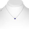 1.24CT DIAMOND & AAA SAPPHIRE 14KT WHITE GOLD 3D OVAL & ROUND HALO LOVE NECKLACE