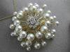 ESTATE LARGE .18CT DIAMOND & AAA SOUTH SEA PEARL 14KT YELLOW GOLD FLOWER BROOCH