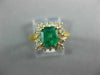 ESTATE 1.65CT DIAMOND & AAA EMERALD 18KT YELLOW GOLD SQUARE HALO ENGAGEMENT RING