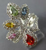 EXTRA LARGE 2.1CT DIAMOND & AAA MULTI COLOR SAPPHIRE 18K YELLOW GOLD FLOWER RING