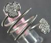 LARGE .40CT DIAMOND 14KT WHITE GOLD 4 LEAF CLOVER FLOWER FLEXIBLE SNAKE FUN RING