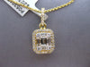 .49CT DIAMOND 18KT YELLOW GOLD 3D ROUND & BAGUETTE CLUSTER SQUARE HALO PENDANT