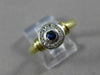 ESTATE .20CT DIAMOND & AAA SAPPHIRE 14KT TWO TONE GOLD 3D HALO BEZEL RING #26337