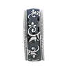 ESTATE BLACK ENAMEL 18KT WHITE GOLD 3D MULTI FLOWER FILIGREE ANNIVERSARY RING