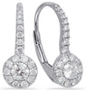 ESTATE .51CT DIAMOND 14KT WHITE GOLD CLASSIC FLOWER LEVERBACK HANGING EARRINGS