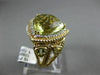 LARGE 12.16CT DIAMOND & AAA GREEN TOPAZ 14KT YELLOW GOLD ROPE FILIGREE HALO RING