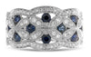 ESTATE 1.08CT DIAMOND & AAA SAPPHIRE 14KT WHITE GOLD FLOWER BUTTERFLY LOVE RING