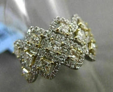 ESTATE WIDE 2.50CT WHITE & FANCY YELLOW DIAMOND 18K WHITE GOLD INTERTWINING RING