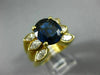 ESTATE LARGE 3.10CT DIAMOND & AAA SAPPHIRE 18K YELLOW GOLD 3 ROW ENGAGEMENT RING