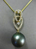 ESTATE LARGE .39CT DIAMOND 18KT YELLOW GOLD 3D TAHITIAN PEARL FLOATING PENDANT