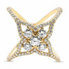 ESTATE 1.28CT DIAMOND 18KT YELLOW GOLD 3D FLOWER CRISS CROSS FUN RING