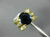 ESTATE LARGE 3.10CT DIAMOND & AAA SAPPHIRE 18K YELLOW GOLD 3 ROW ENGAGEMENT RING