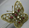 ANTIQUE LARGE 1.26CT AAA GARNET & PEARL 14KT YELLOW GOLD 3D BUTTERFLY BROOCH PIN